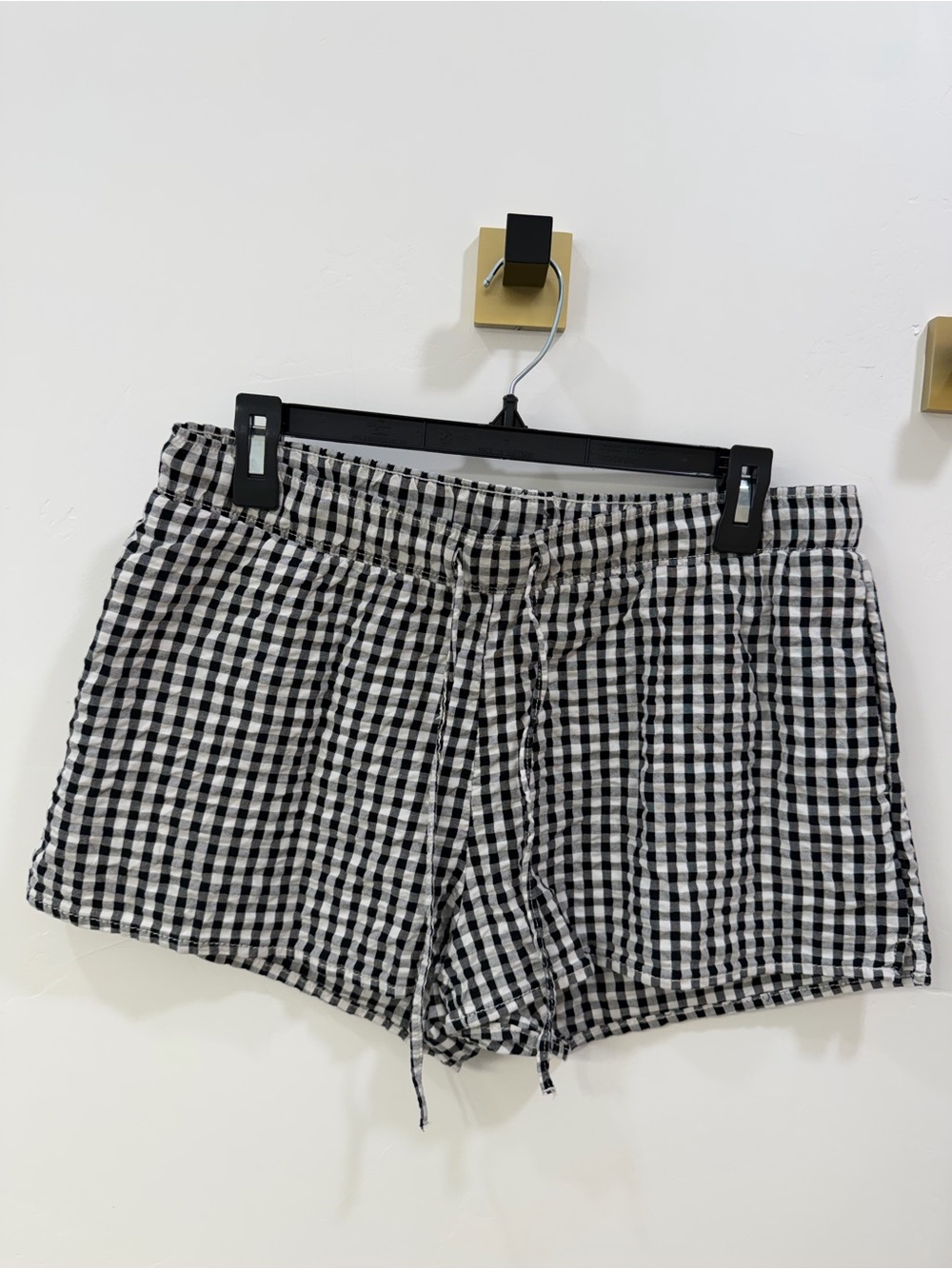 H&M Black and White Gingham Drawstring Women's Shorts